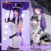 Uwowo Genshin Impact Fanart: Raiden Shogun Ei Officer Uniform Baal Police Cosplay Costumes