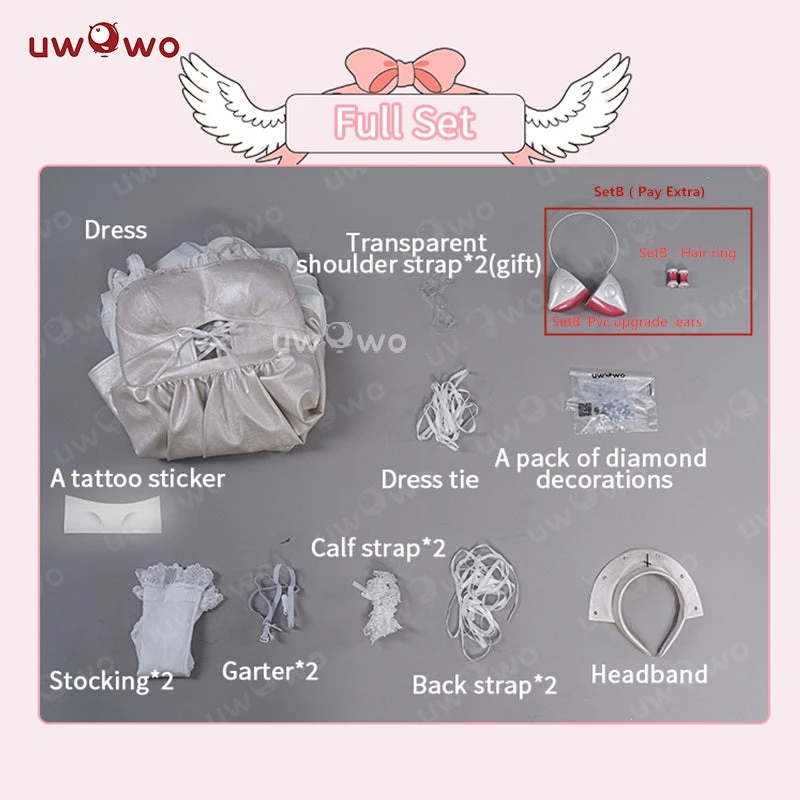 Uwowo Anime/Manga Chobits Chii White Angel Gothic Lolita Leather Dress Cosplay Costumes 9 Uwowo Anime/Manga Chobits Chii White Angel Gothic Lolita Leather Dress Cosplay Costumes - Image 7