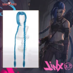 Uwowo Game League Of Legends LOL Arcane Jinx Cosplay Wig Jinx Wig Long Blue Hair