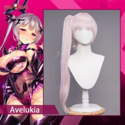 Uwowo Cat Pink Eviltia Avelukia Wig Anime Figure Model Cosplay Eviltia Wig Light Pink Long Hair