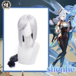 Uwowo Game Genshin Impact Liyue Cryo Shenhe Cosplay Wig 100cm Long Hair
