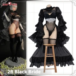 Uwowo Nier: Automata 2B Black Wedding Dress Bride Cosplay Costume
