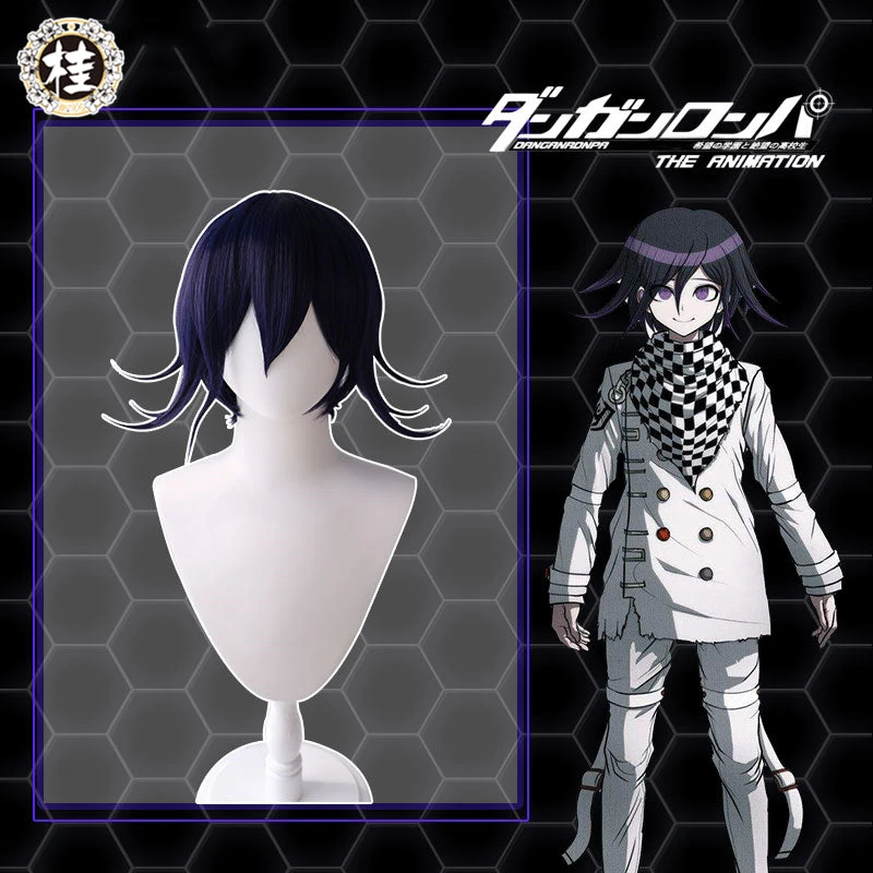 Uwowo Danganronpa Kokichi Oma Cosplay Wig The Ultimate Supreme Leader 35cm Blue Purple Short Hair 3 Uwowo Danganronpa Kokichi Oma Cosplay Wig The Ultimate Supreme Leader 35cm Blue Purple Short Hair