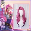 Uwowo League Of Legends LOL Seraphine The Starry-Eyed Songstress Cosplay Wig 80cm Pink Pruplr Gradient Hair