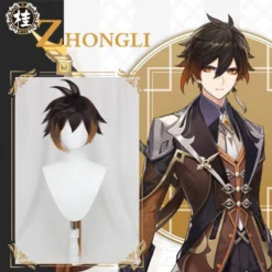 Uwowo Game Genshin Impact Zhongli Vago Mundo Cosplay Wig 28cm Orange Short Hair