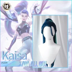 Uwowo KDA All Out Kaisa Cosplay Wig League Of Legends LOL Daughter Of The Void 80cm Dark Blue Wig K/DA