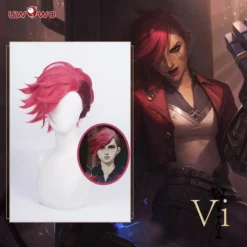 Uwowo Game League Of Legends Cosplay LOL Vi Cosplay Wig LOL Arcane Young Ver Vi Wig