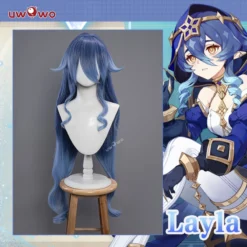 Uwowo Genshin Impact Cosplay Wig Layla Cosplay Wig Gradient Blue Long Hair