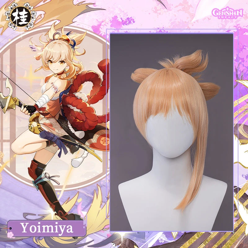 Uwowo Game Genshin Impact Yoimiya Cosplay Wig 25cm Gold Hair 3 Uwowo Game Genshin Impact Yoimiya Cosplay Wig 25cm Gold Hair