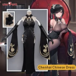 Uwowo Game Azur Lane Chenhai Black Chinese Dress Sexy Cosplay Costume