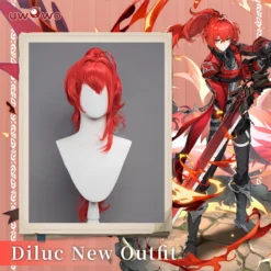 Uwowo Genshin Impact Wig Diluc Darknight Hero Pyro New Skin Mondstadt Cosplay Wig