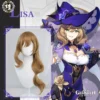 Uwowo Game Genshin Impact Lisa Witch Of Purple Rose Cosplay Wig The Librarian 70cm Brown Long Wavy Hair