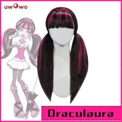 Uwowo Monster High Cosplay Wig Draculaura Wig Black And Pink Long Hair