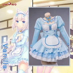 Uwowo Plus Size Game Nekopara Vol.4 Vanilla Maid Dress Cosplay Costume Cute Blue Dress