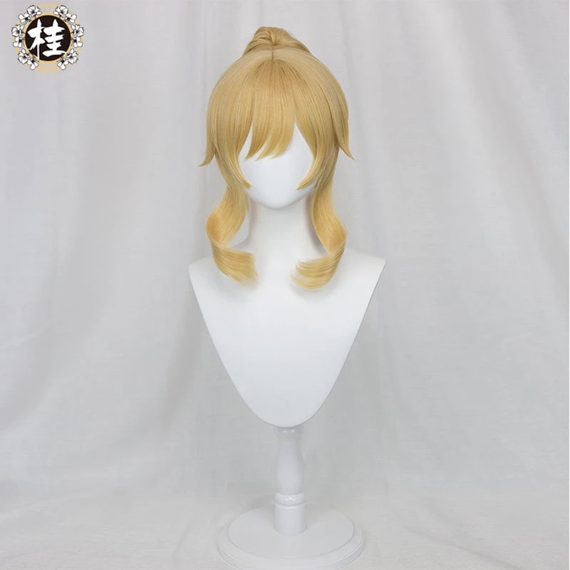 Uwowo Game Genshin Impact Jean The Rigorous Dandelion Knight 40CM Gold Short Hair Ponytail Cosplay Wig 4 Uwowo Game Genshin Impact Jean The Rigorous Dandelion Knight 40CM Gold Short Hair Ponytail Cosplay Wig - Image 2