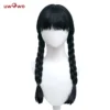 Uwowo Movie Wednesday Addams Cosplay Wig Women Long Braided Hair
