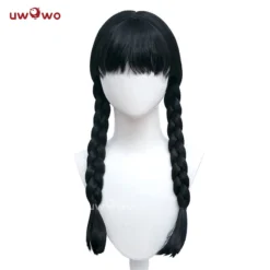 Uwowo Movie Wednesday Addams Cosplay Wig Women Long Braided Hair