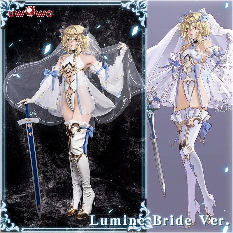 Exclusive Authorization Uwowo X Ailish: Genshin Impact Fanart Bride Ver. Lumine Cosplay Costume 3 Exclusive Authorization Uwowo X Ailish: Genshin Impact Fanart Bride Ver. Lumine Cosplay Costume