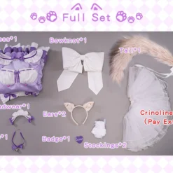 Uwowo Plus Size Game Nekopara Vol.4 Coconut Maid Dress Cosplay Costume Cute Purple Dress -Uwowocosplay Shop 7 11