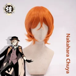 UWOWO Anime Bungou Stray Dogs Nakahara Chuya Cosplay Wig 50cm Curly Dirty Orange Hair