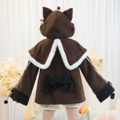 Uwowo Genshin Impact Fanart Hutao Casual Coat Cute Cozy Jacket Ghost Cat Cospaly Costume -Uwowocosplay Shop DSC06365