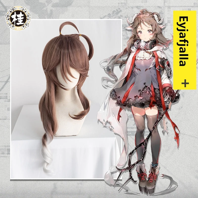 UWOWO Game Arknights Eyjafjalla Cosplay Wig 80cm Brown Silver Gray Gradient Wavy Hair Cosplay Wig 3 UWOWO Game Arknights Eyjafjalla Cosplay Wig 80cm Brown Silver Gray Gradient Wavy Hair Cosplay Wig
