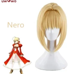 UWOWO Fate Grand Order Nero 35cm Long Gold Lace None Cosplay Wig