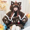 Uwowo Genshin Impact Fanart Hutao Casual Coat Cute Cozy Jacket Ghost Cat Cospaly Costume