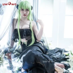 Exclusive Uwowo Anime Code Geass Fanart: C.C. CC Black Bride Wedding Dress Cosplay Costume