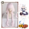 UWOWO Nekopara Vanilla Cosplay Wig 80cm Long Twin-tail Light Pink Hair Matte Synthetic Heat Resistant Fiber